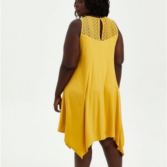 Torrid Midi Stretch Rayon Yellow Trapeze Dress Plus Size 2x 18/20 - Picture 3 of 3